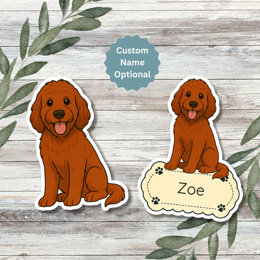 Custom Labradoodle Dog Sticker - Red | Personalized with Name