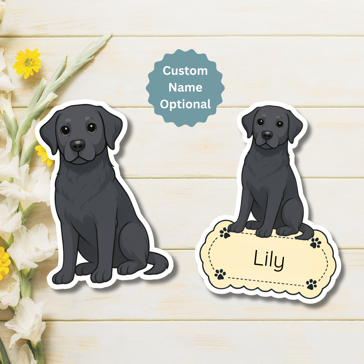 Custom Labrador Retriever Dog Magnet - Black | Personalized with Pet Name