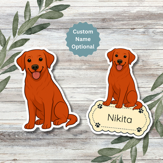 Custom Labrador Retriever Dog Sticker - Fox Red | Personalized with Name