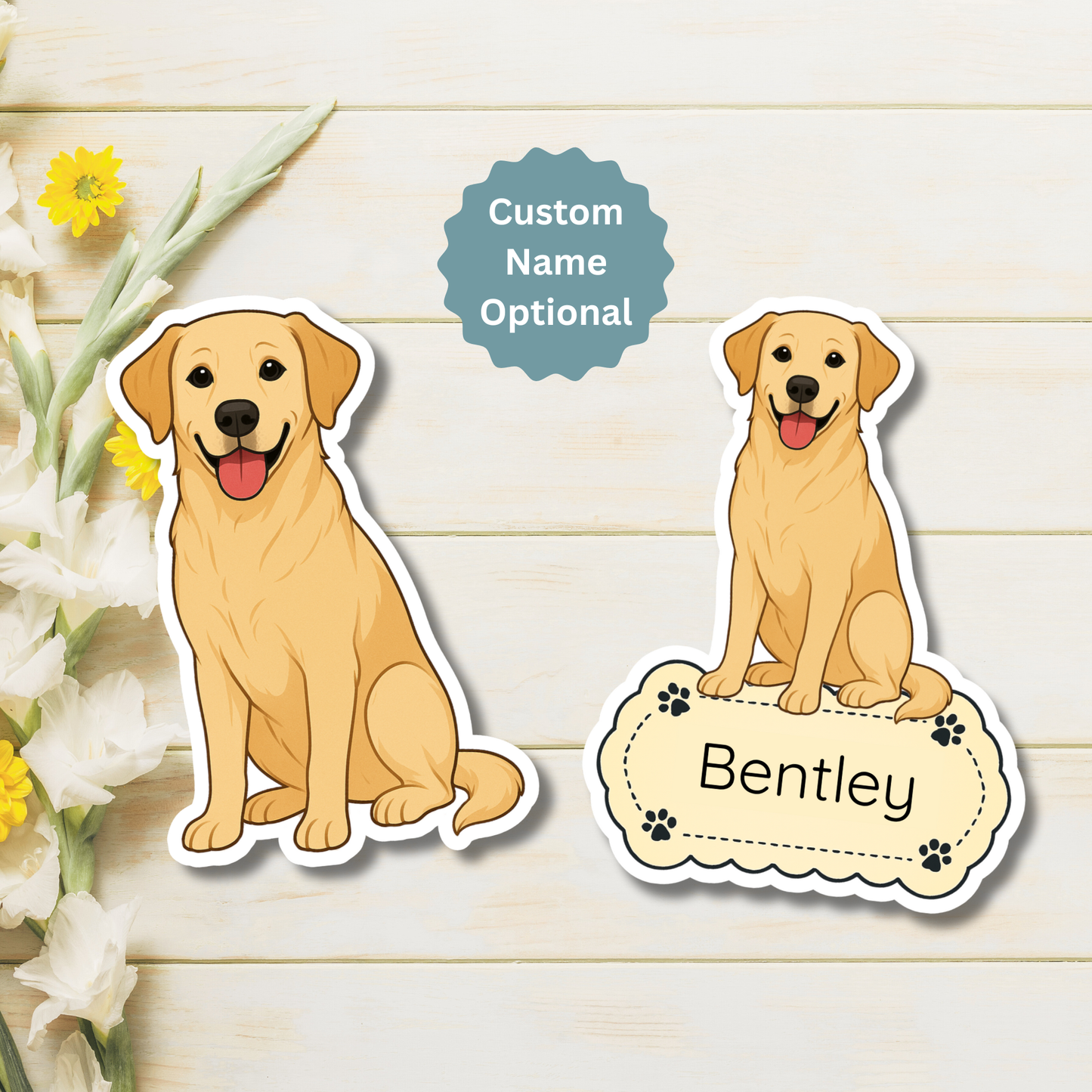 Custom Labrador Retriever Dog Magnet - Yellow | Personalized with Pet Name