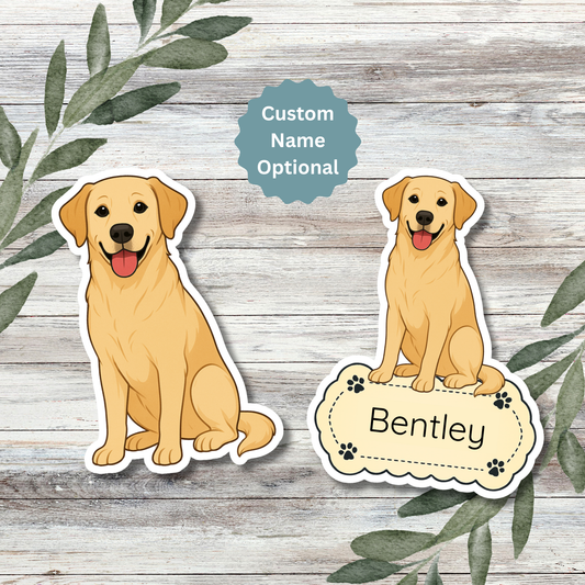 Custom Labrador Retriever Dog Sticker - Yellow | Personalized with Name