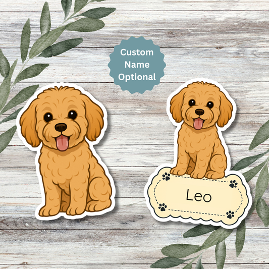 Custom Maltipoo Dog Sticker - Apricot | Personalized with Name