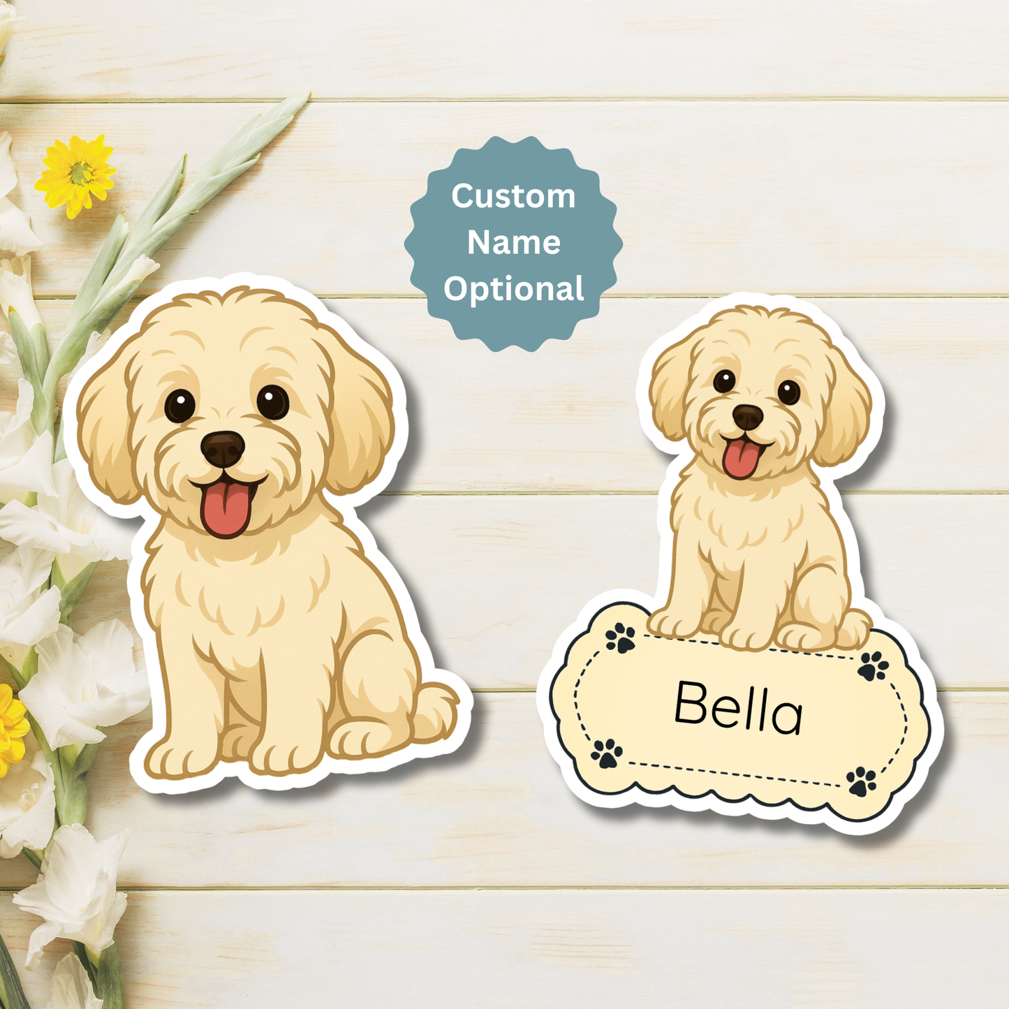 Custom Maltipoo Dog Magnet - Cream| Personalized with Pet Name