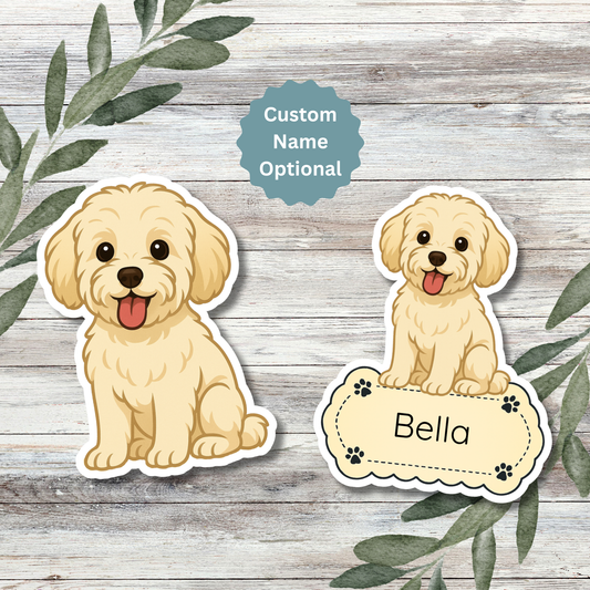 Custom Maltipoo Dog Sticker - Cream | Personalized with Name