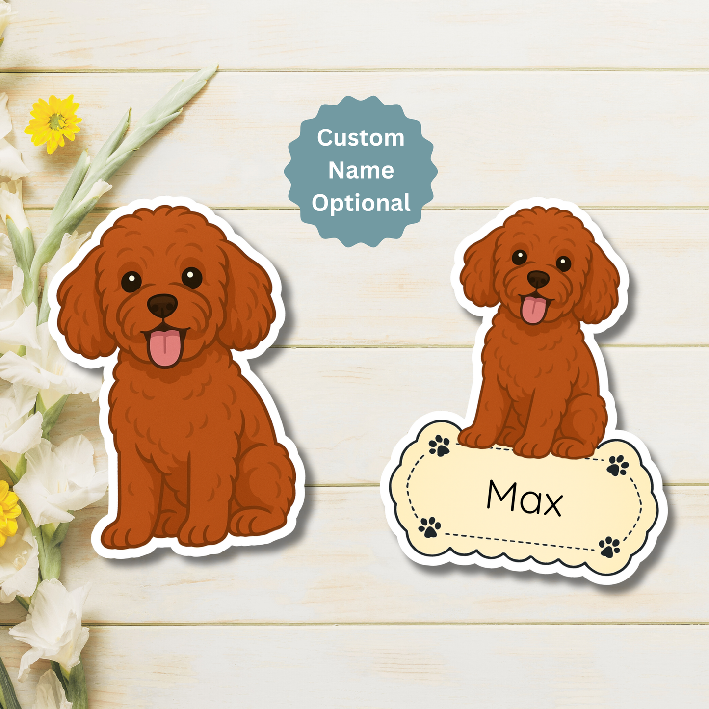 Custom Maltipoo Dog Magnet - Red | Personalized with Pet Name