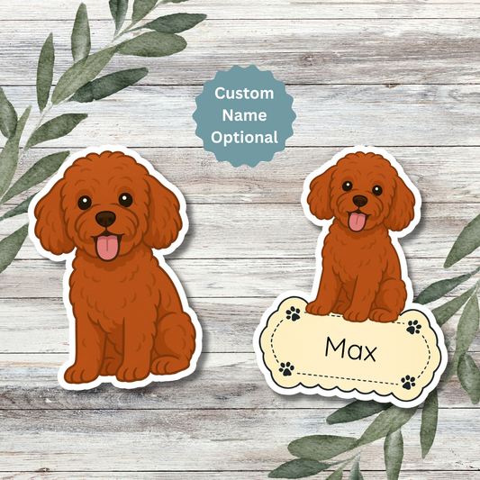 Custom Maltipoo Dog Sticker - Red | Personalized with Name