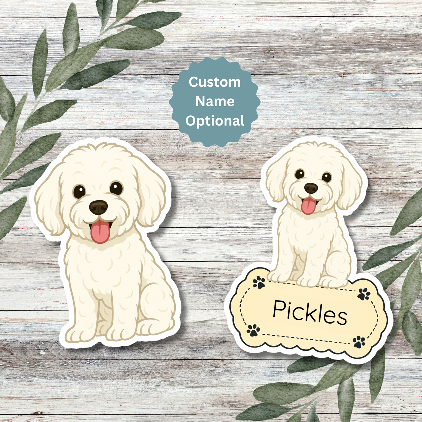 Custom Maltipoo Dog Sticker - White | Personalized with Name