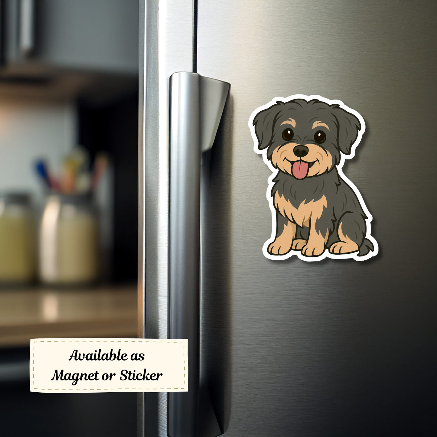 Custom Morkie Dog Sticker - Black and Tan | Personalized with Name