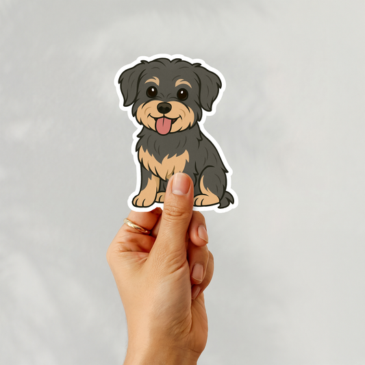 Custom Morkie Dog Sticker - Black and Tan | Personalized with Name