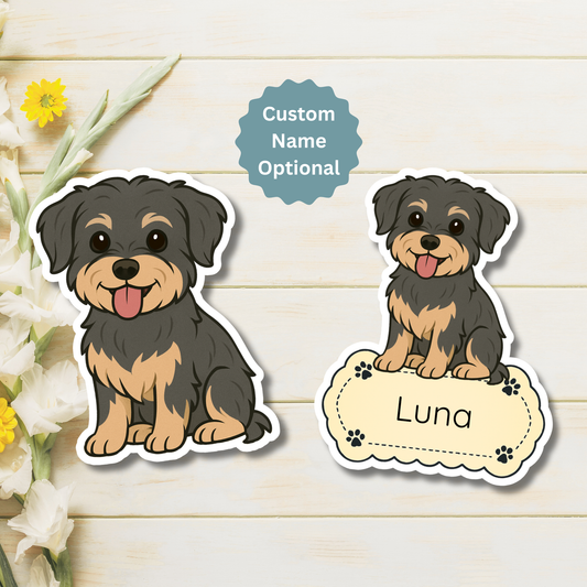 Custom Morkie Dog Magnet - Black and Tan | Personalized with Pet Name
