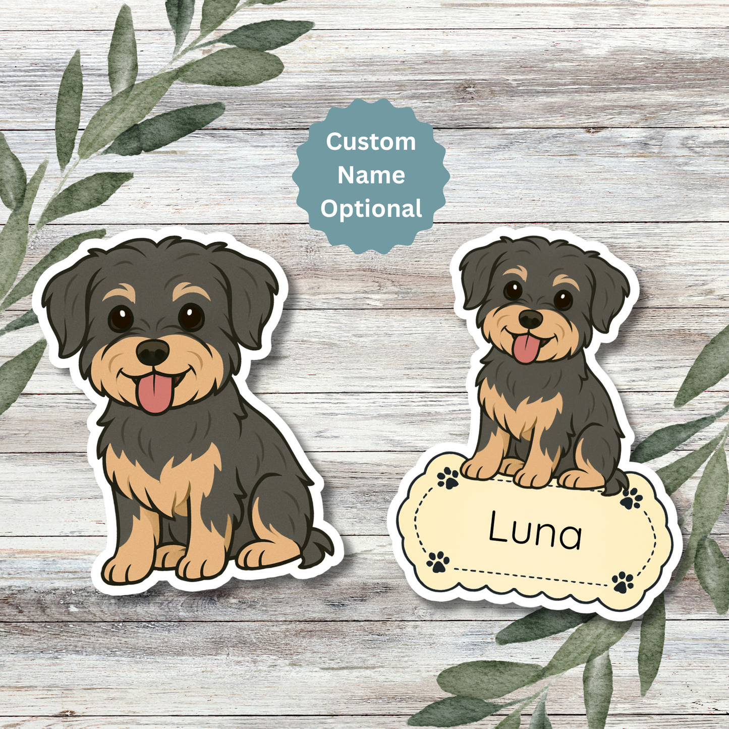 Custom Morkie Dog Sticker - Black and Tan | Personalized with Name