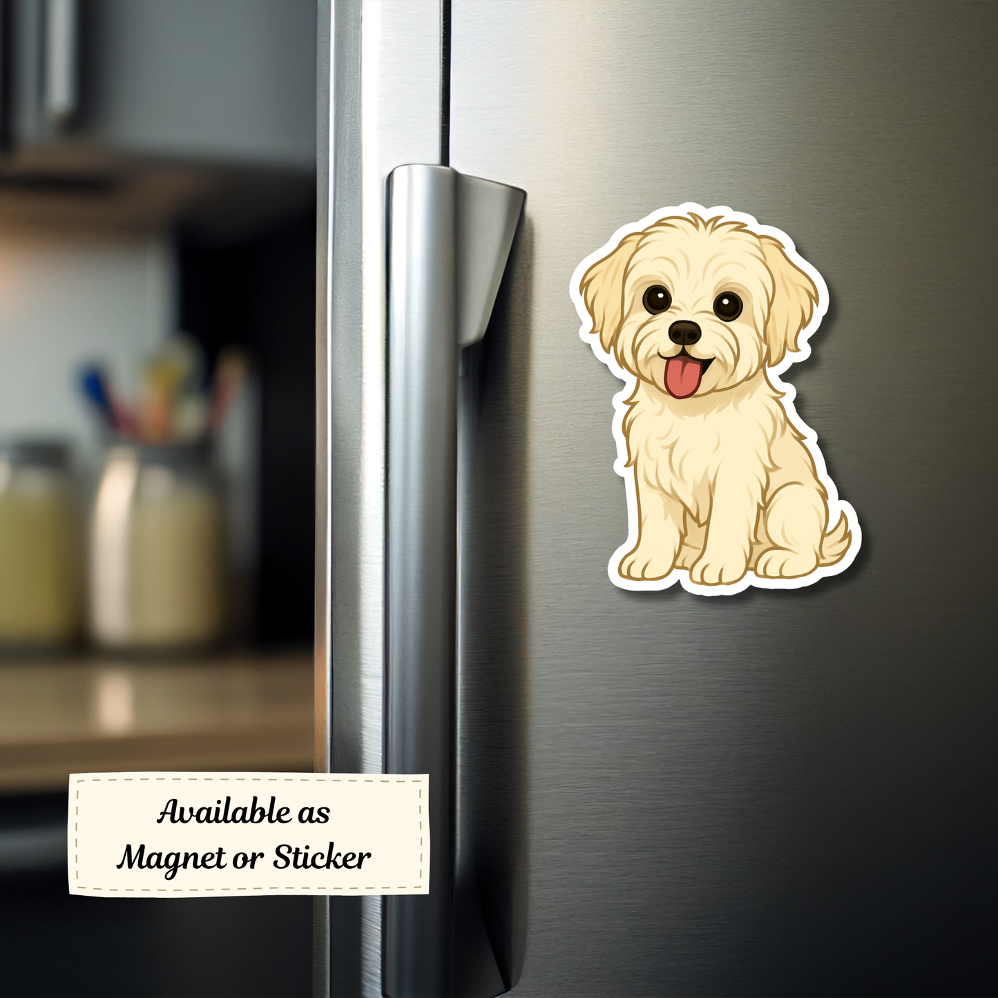 Custom Morkie Dog Sticker - Cream | Personalized with Name