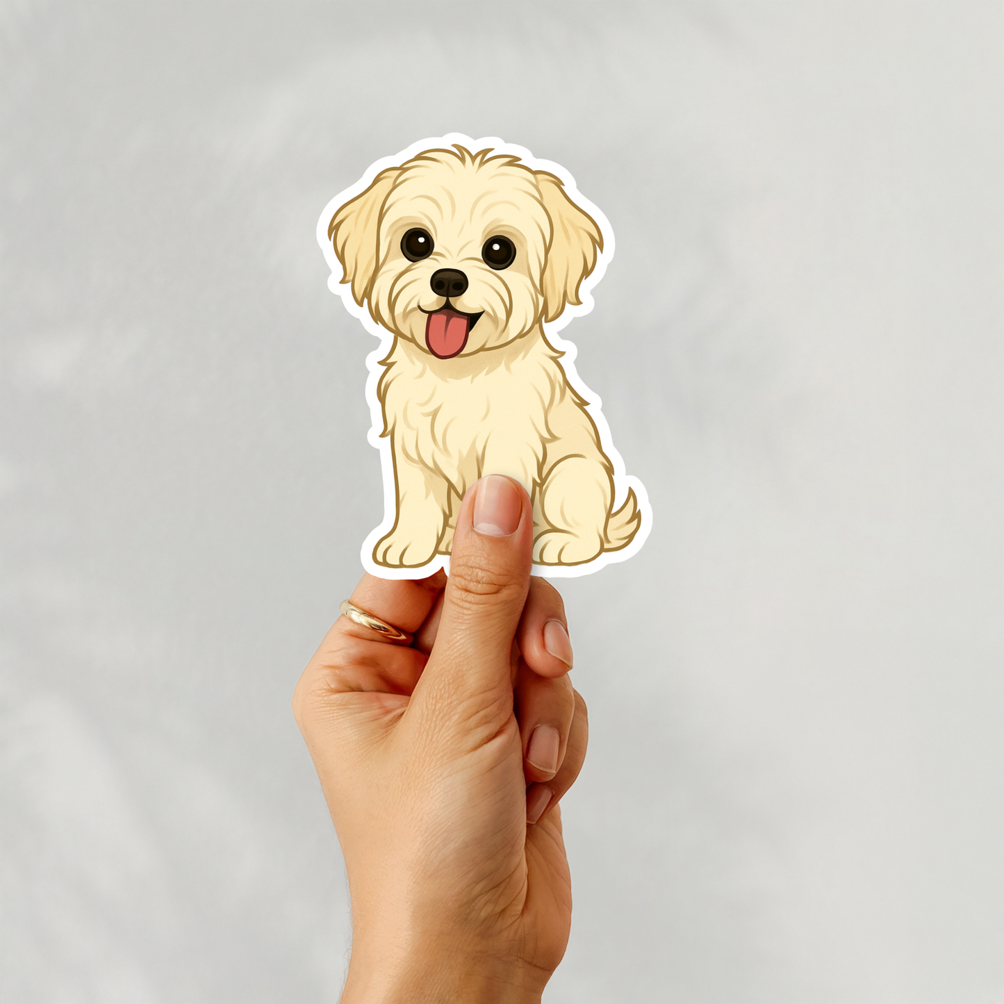 Custom Morkie Dog Sticker - Cream | Personalized with Name