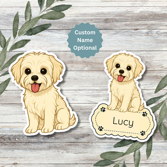 Custom Morkie Dog Sticker - Cream | Personalized with Name