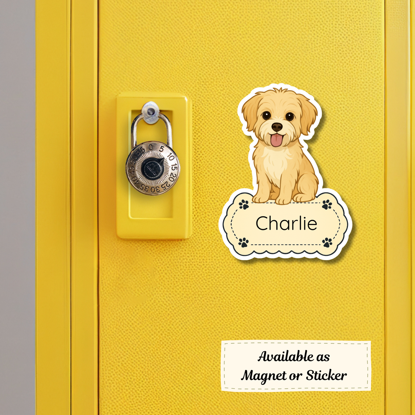 Custom Morkie Dog Sticker - Gold and White | Personalized with Name