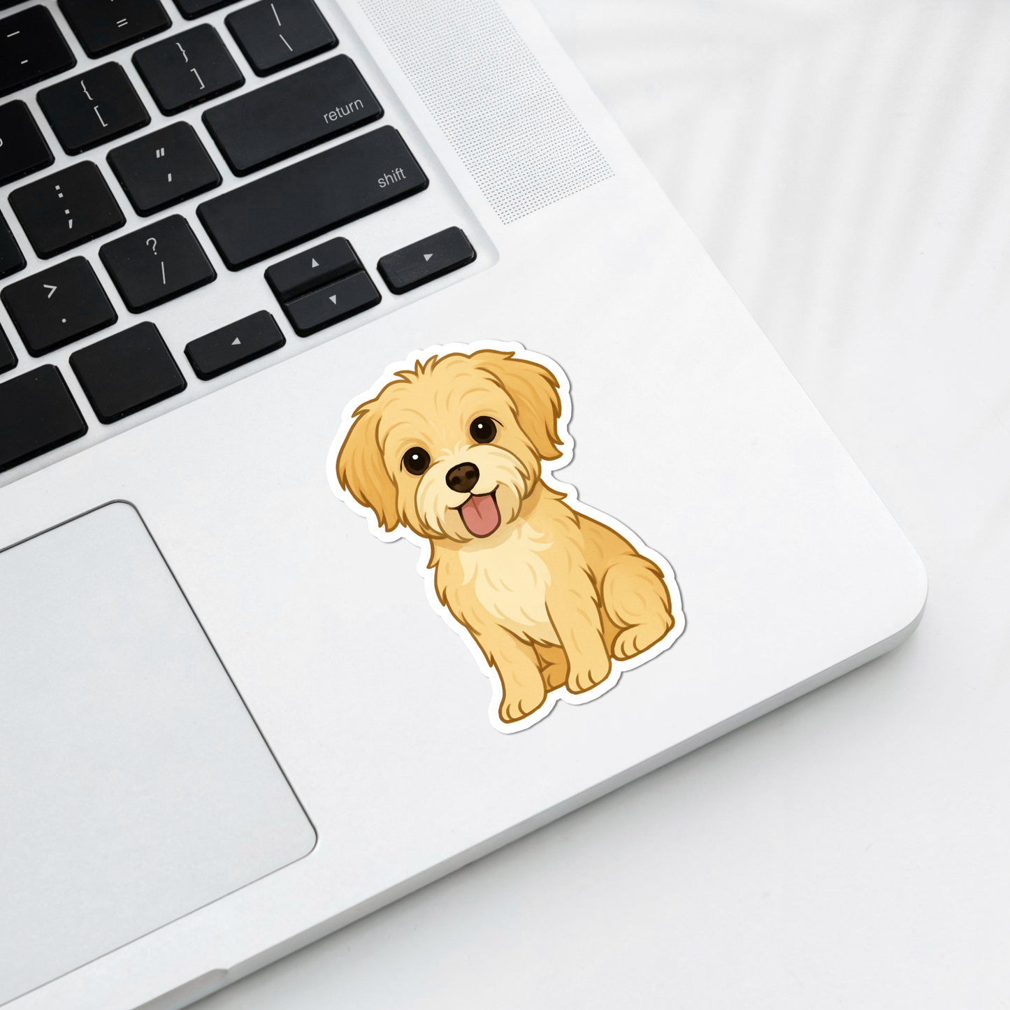 Custom Morkie Dog Sticker - Gold and White | Personalized with Name