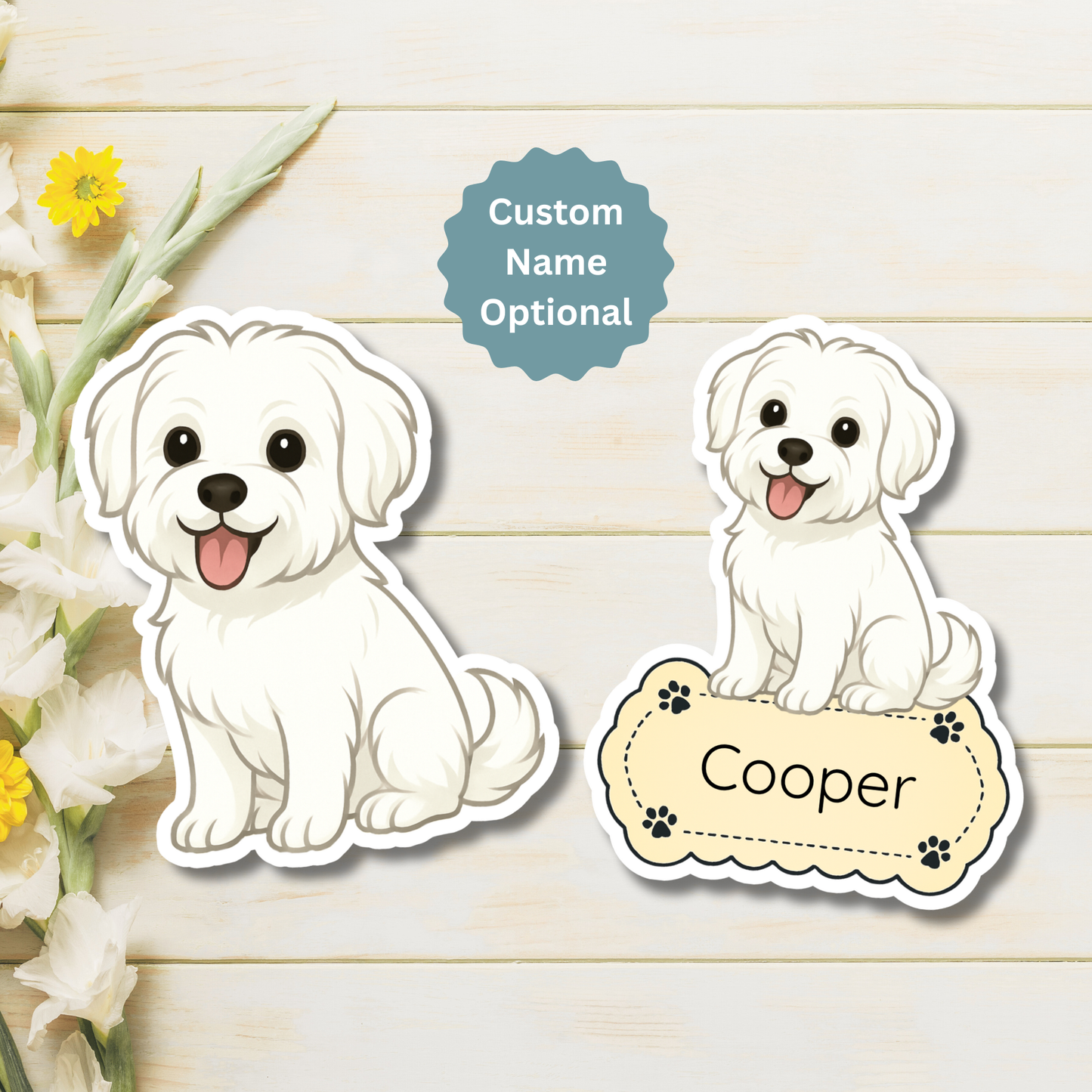 Custom Morkie Dog Magnet - White | Personalized with Pet Name