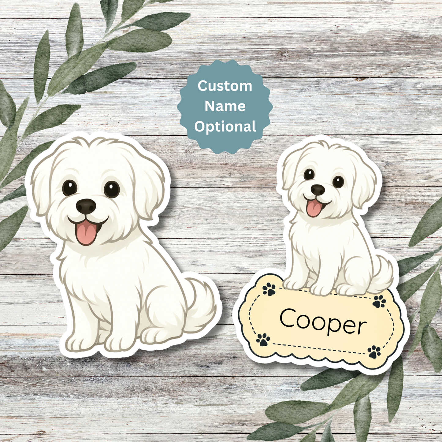 Custom Morkie Dog Sticker - White | Personalized with Name