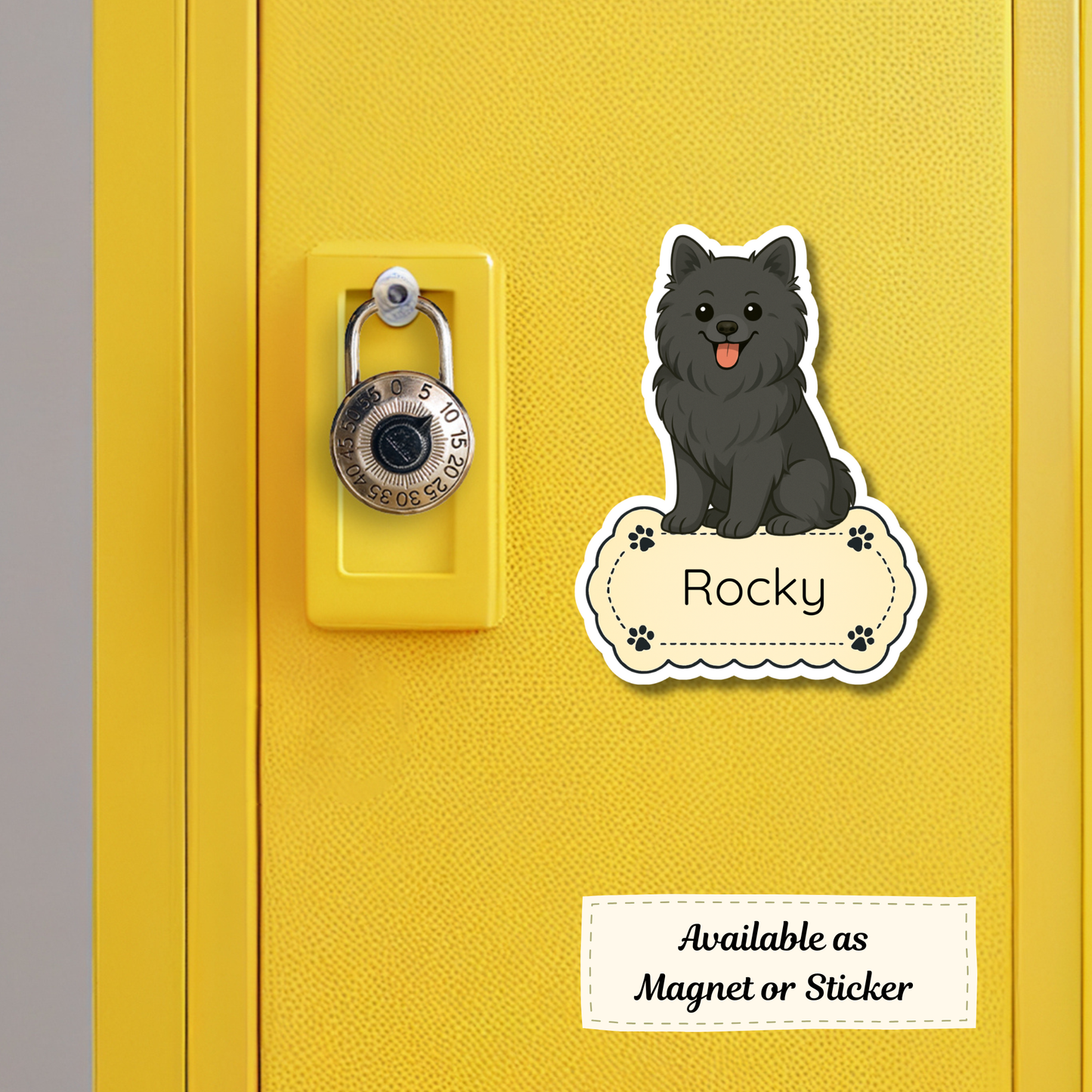 Custom Pomeranian Dog Sticker - Black | Personalized with Name