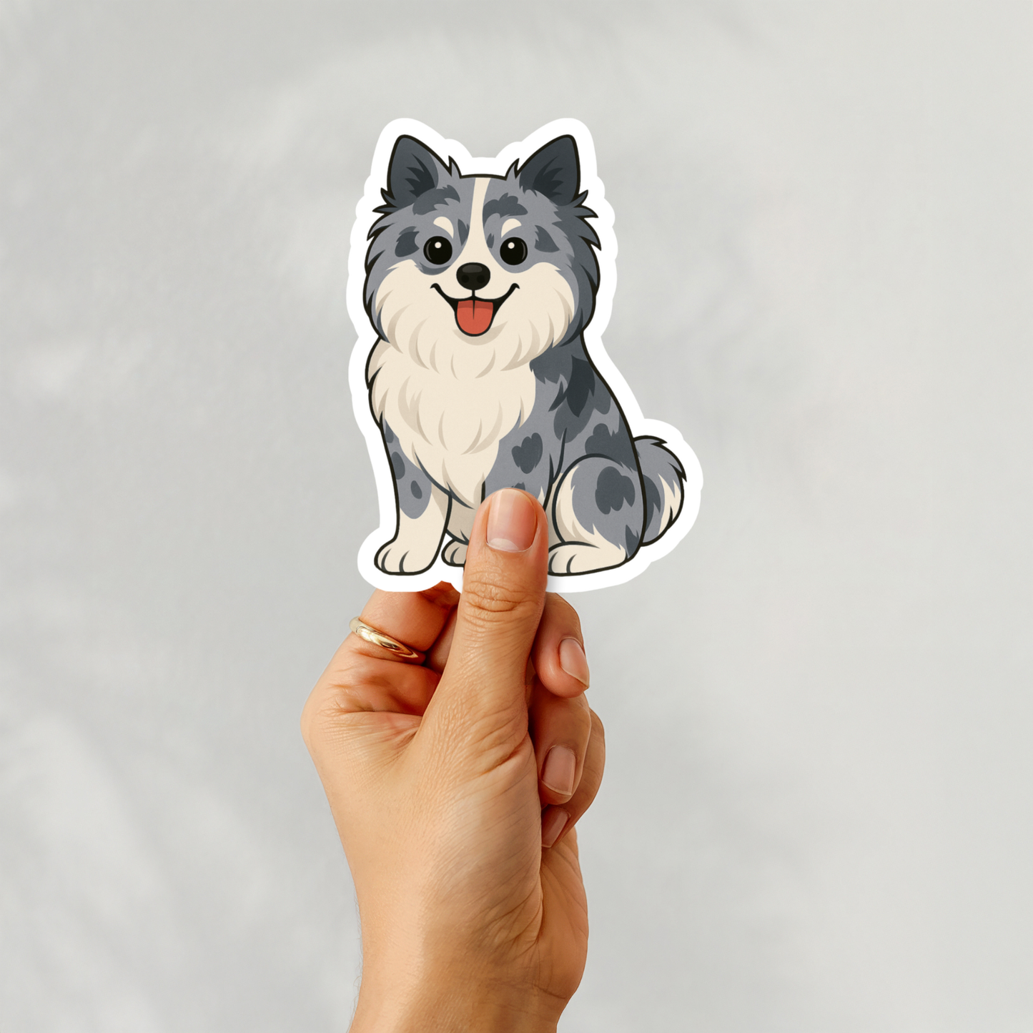 Custom Pomeranian Dog Sticker - Blue Merle | Personalized with Name