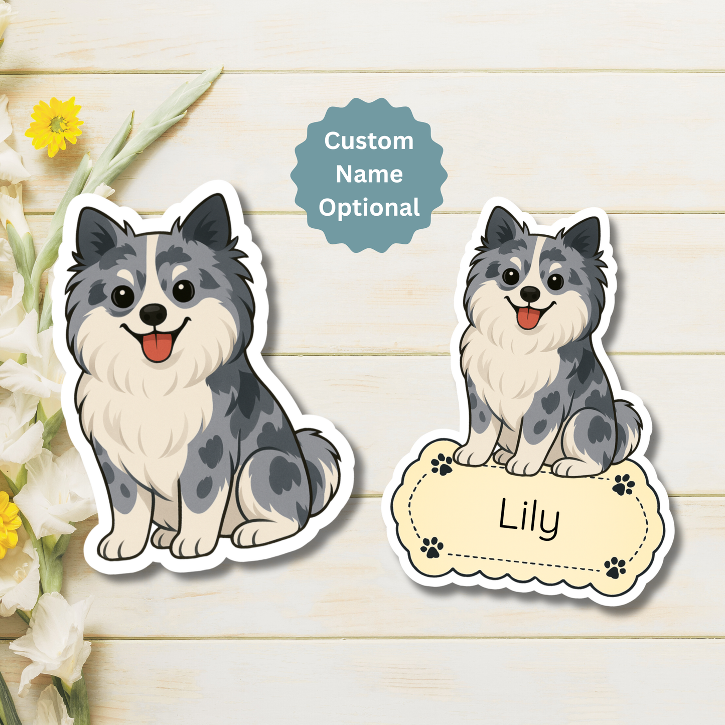 Custom Pomeranian Dog Magnet - Blue Merle | Personalized with Pet Name