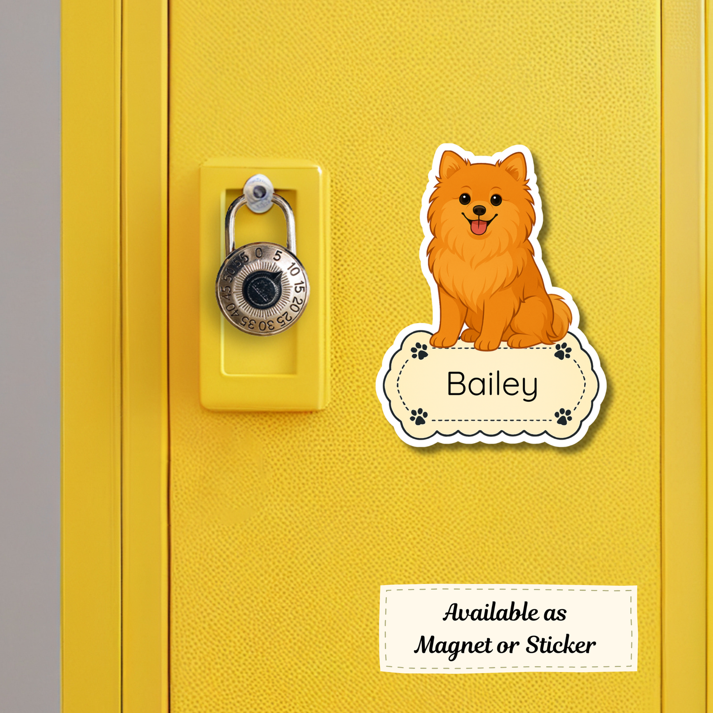 Custom Pomeranian Dog Sticker - Orange | Personalized with Name