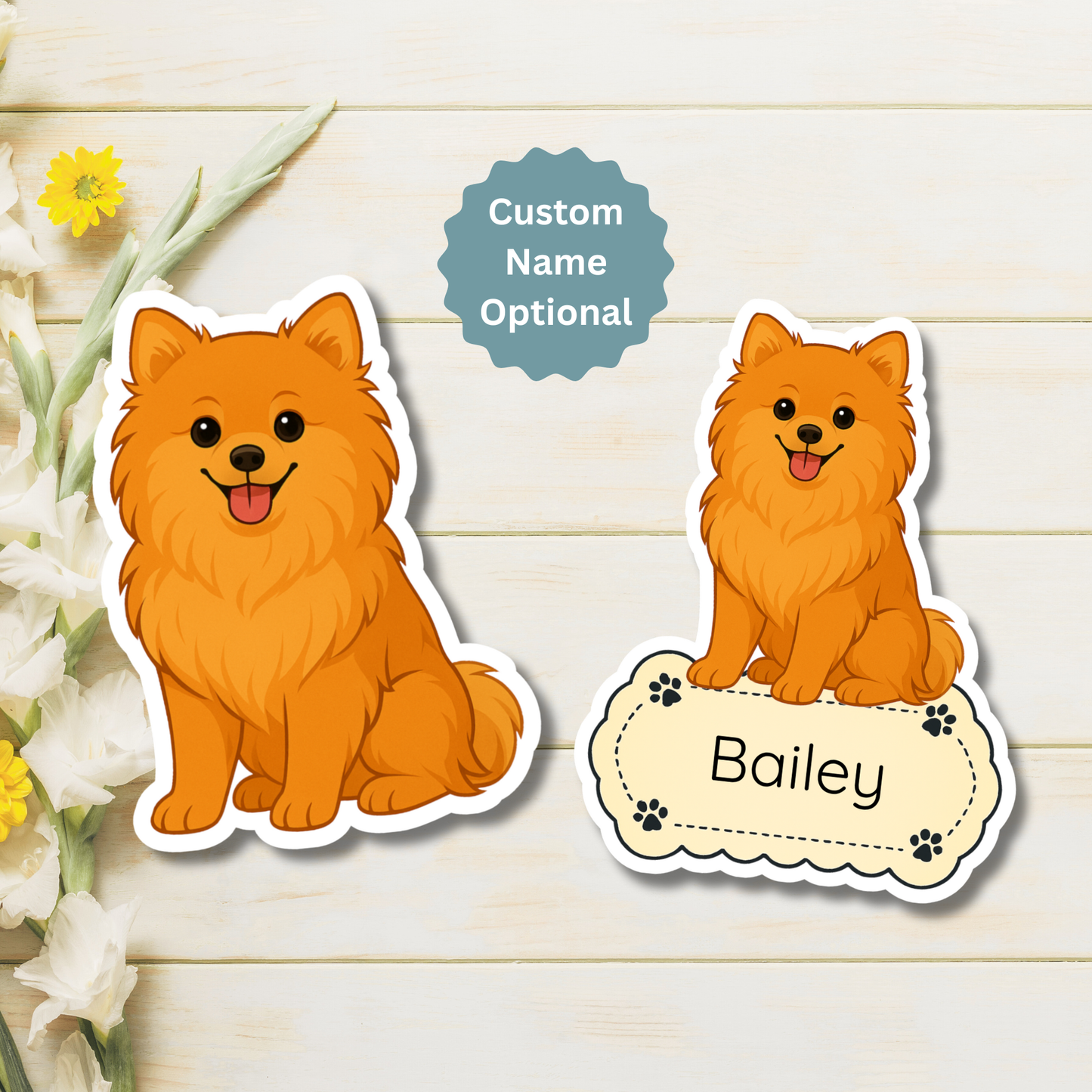 Custom Pomeranian Dog Magnet - Orange | Personalized with Pet Name