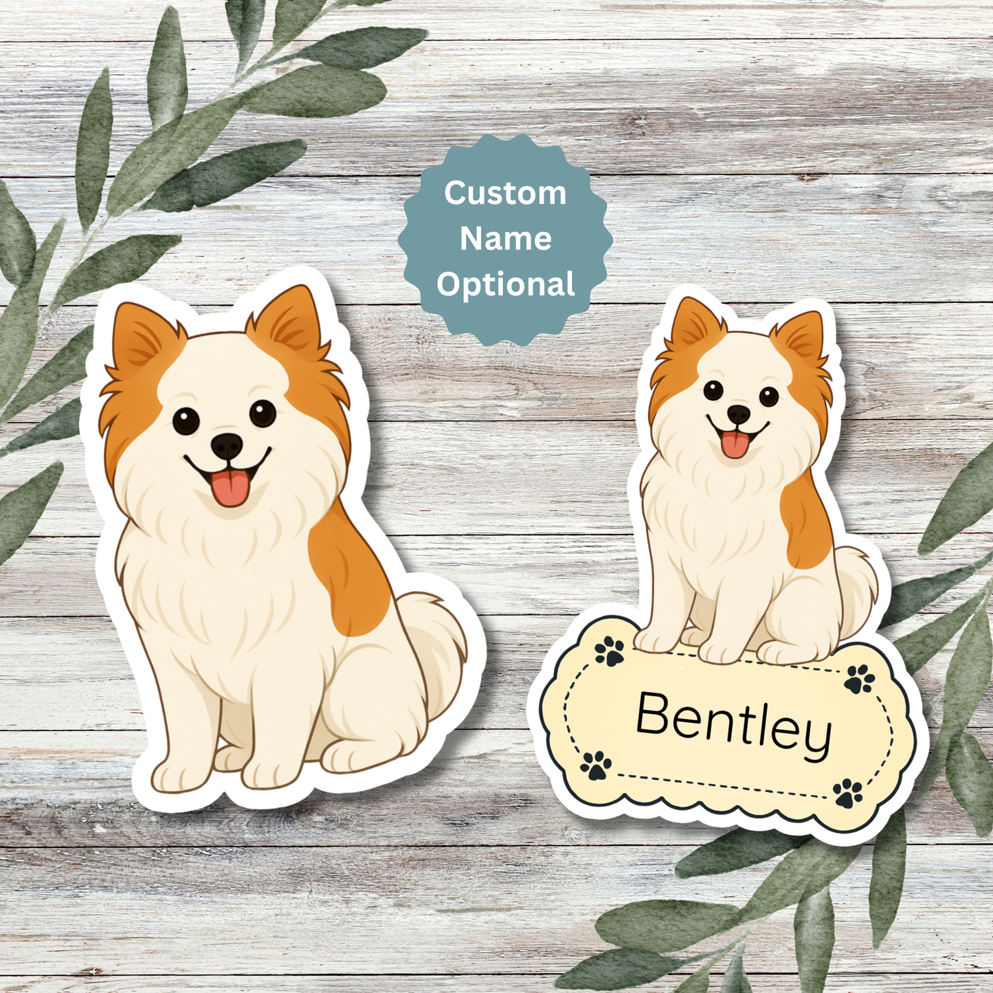 Custom Pomeranian Dog Sticker - Parti | Personalized with Name