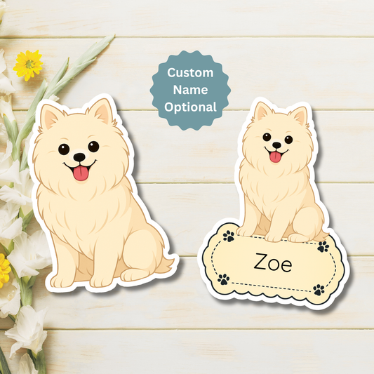 Custom Pomeranian Dog Magnet - White | Personalized with Pet Name