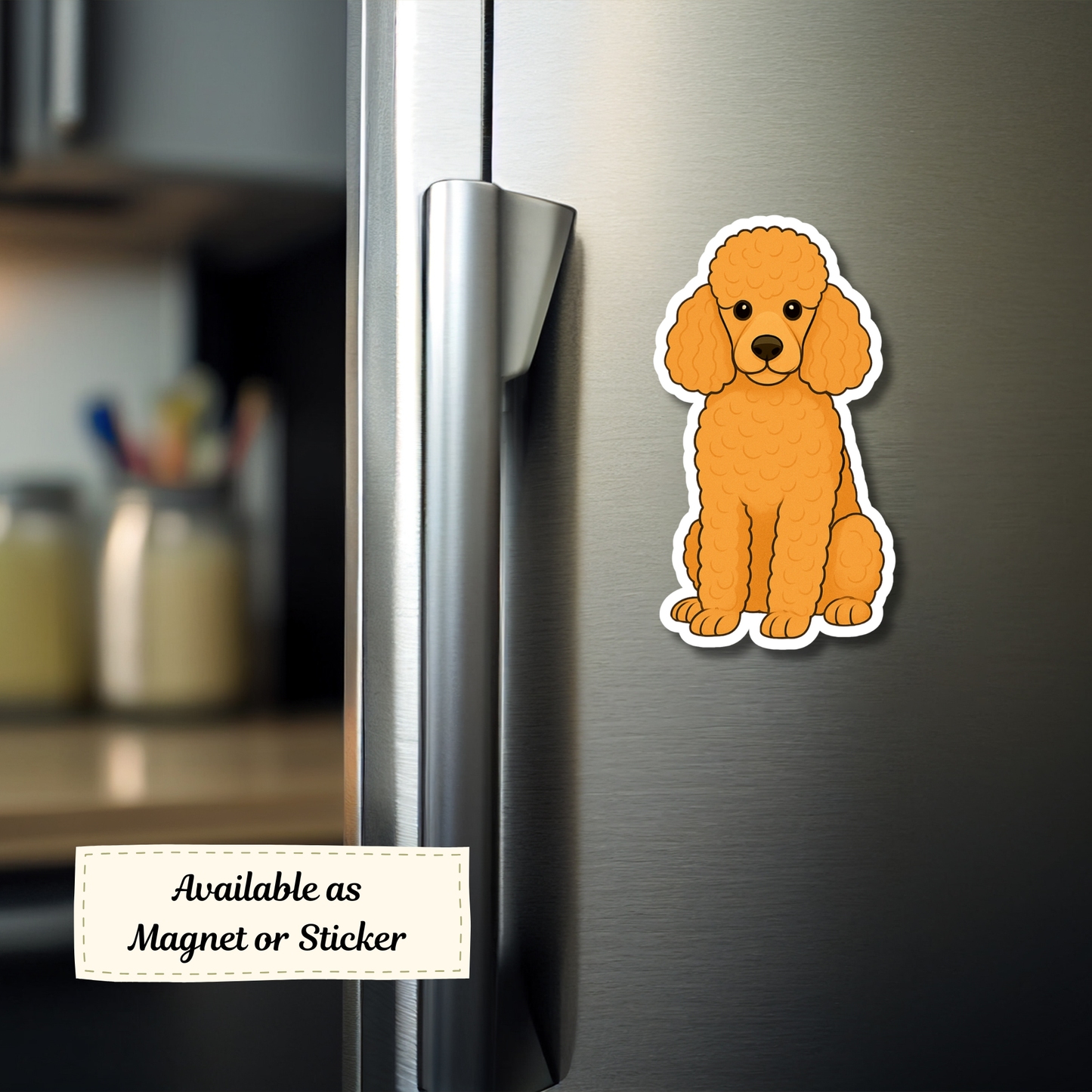Custom Poodle Dog Sticker - Apricot | Personalized with Name