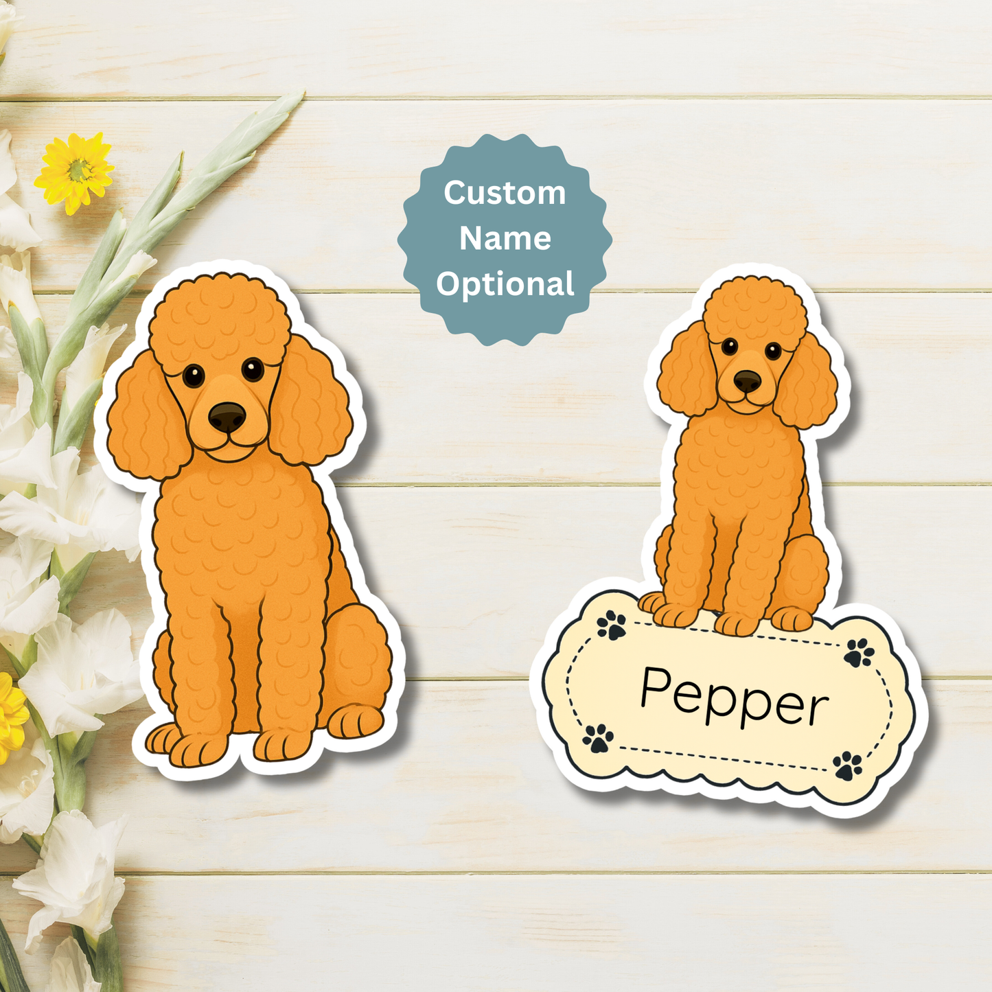 Custom Poodle Dog Magnet - Apricot | Personalized with Pet Name