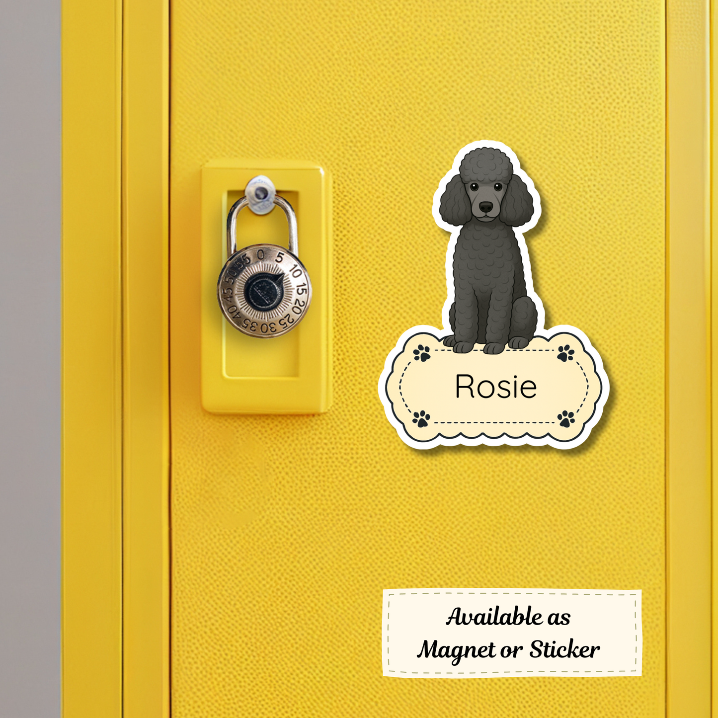 Custom Poodle Dog Sticker - Black | Personalized with Name