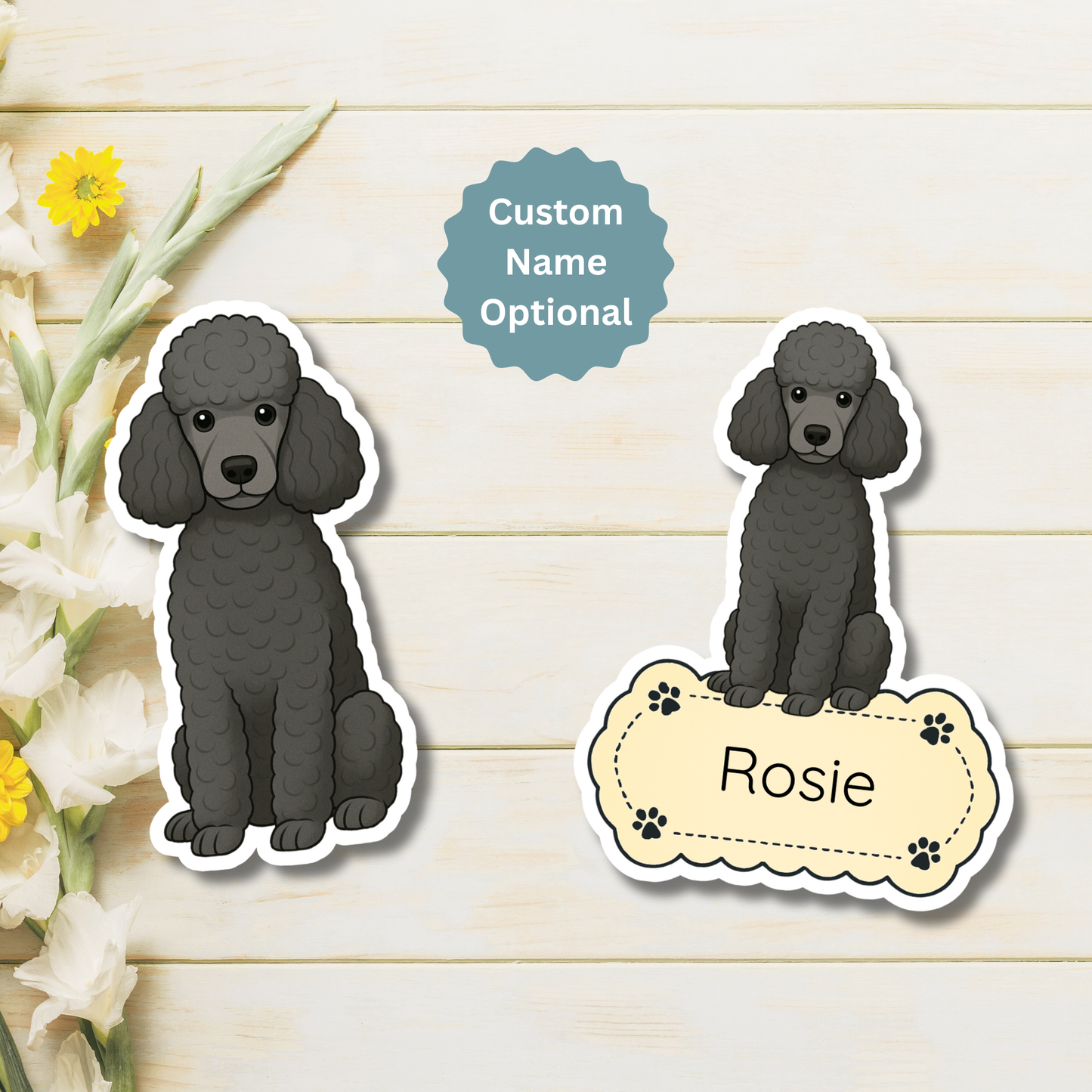 Custom Poodle Dog Magnet - Black | Personalized with Pet Name