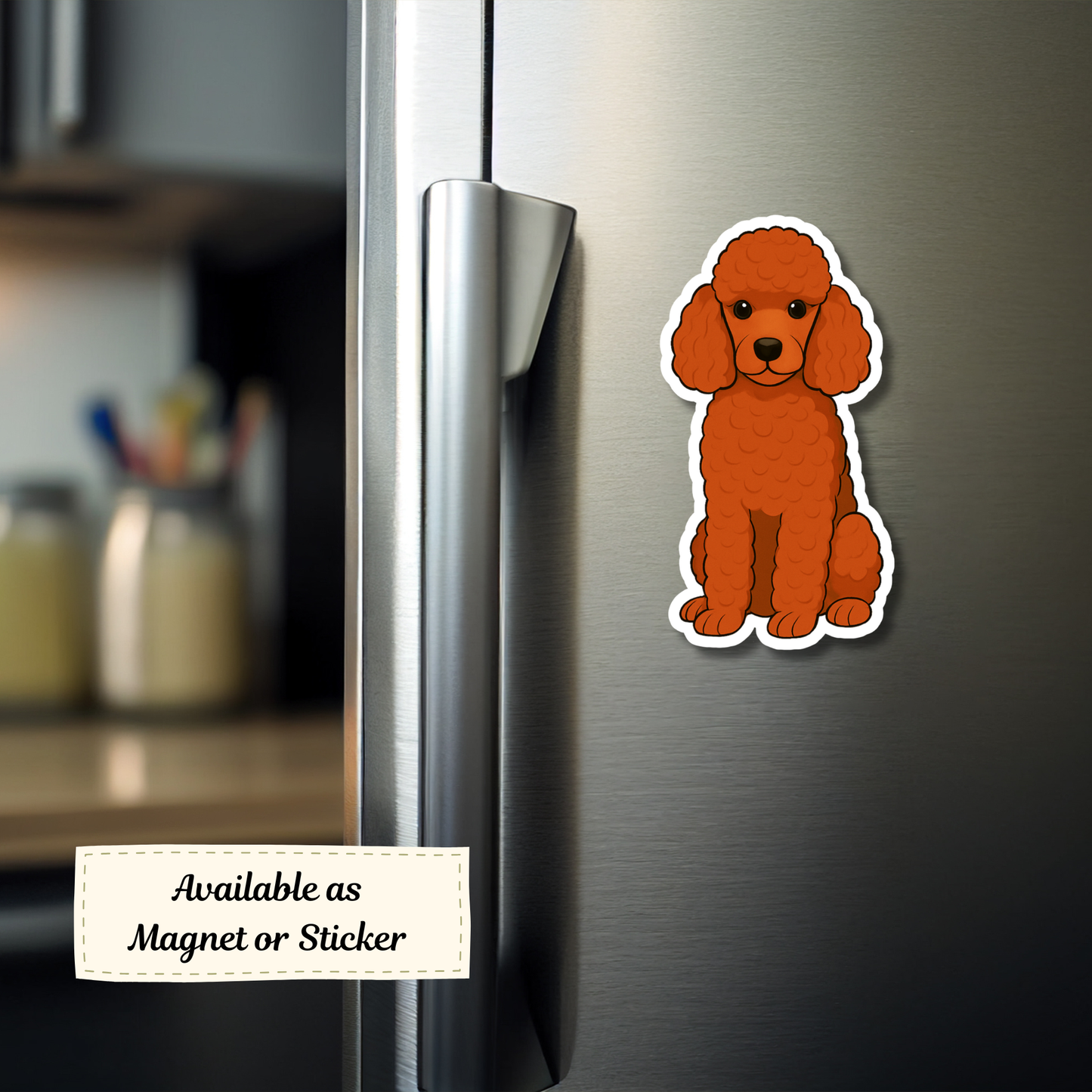 Custom Poodle Dog Sticker - Red | Personalized with Name