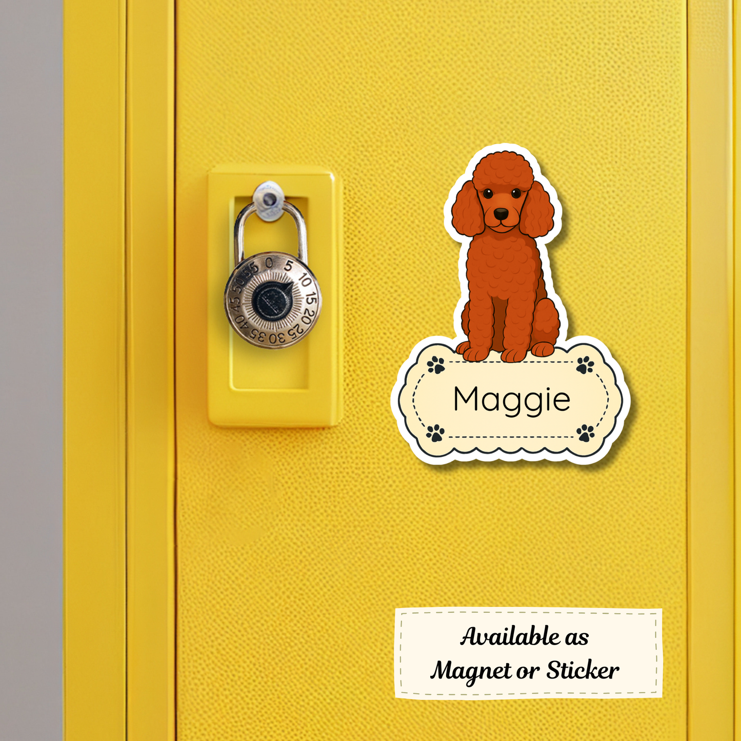 Custom Poodle Dog Sticker - Red | Personalized with Name