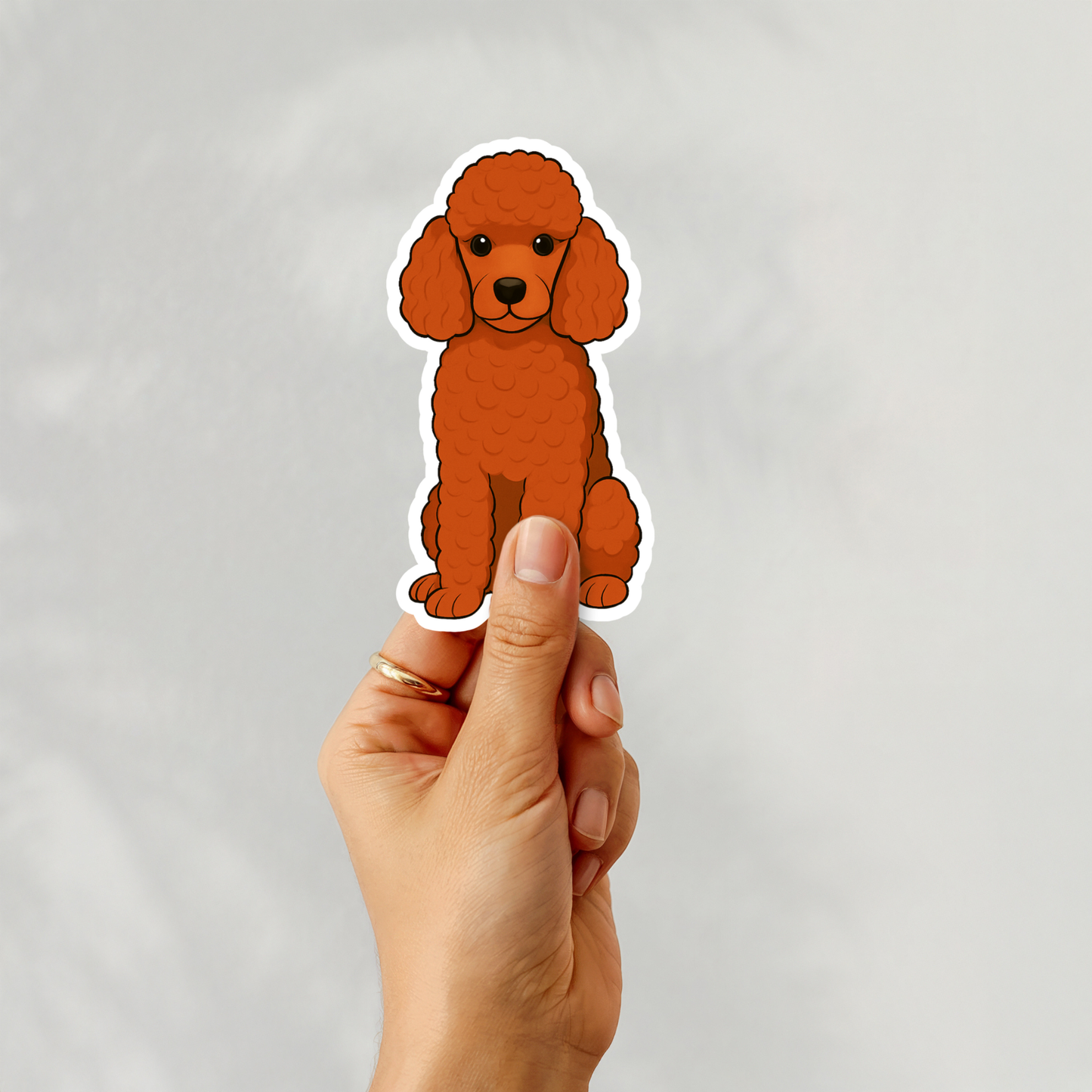 Custom Poodle Dog Sticker - Red | Personalized with Name