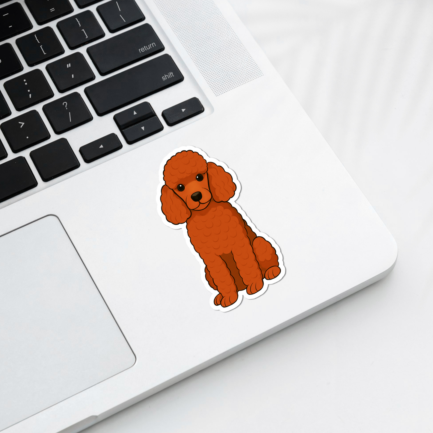 Custom Poodle Dog Sticker - Red | Personalized with Name