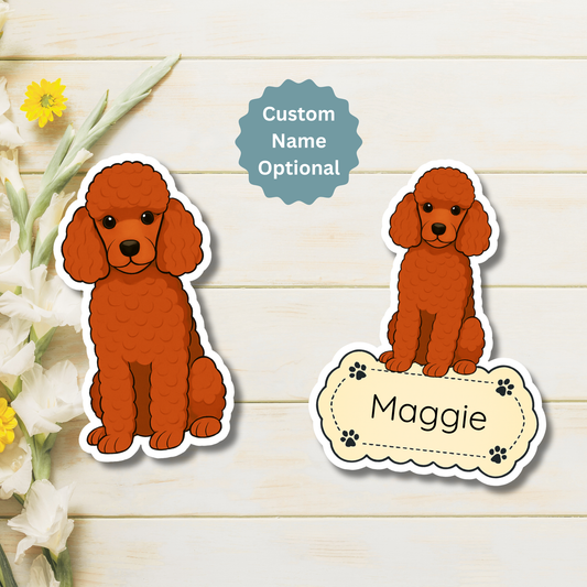 Custom Poodle Dog Magnet - Red | Personalized with Pet Name