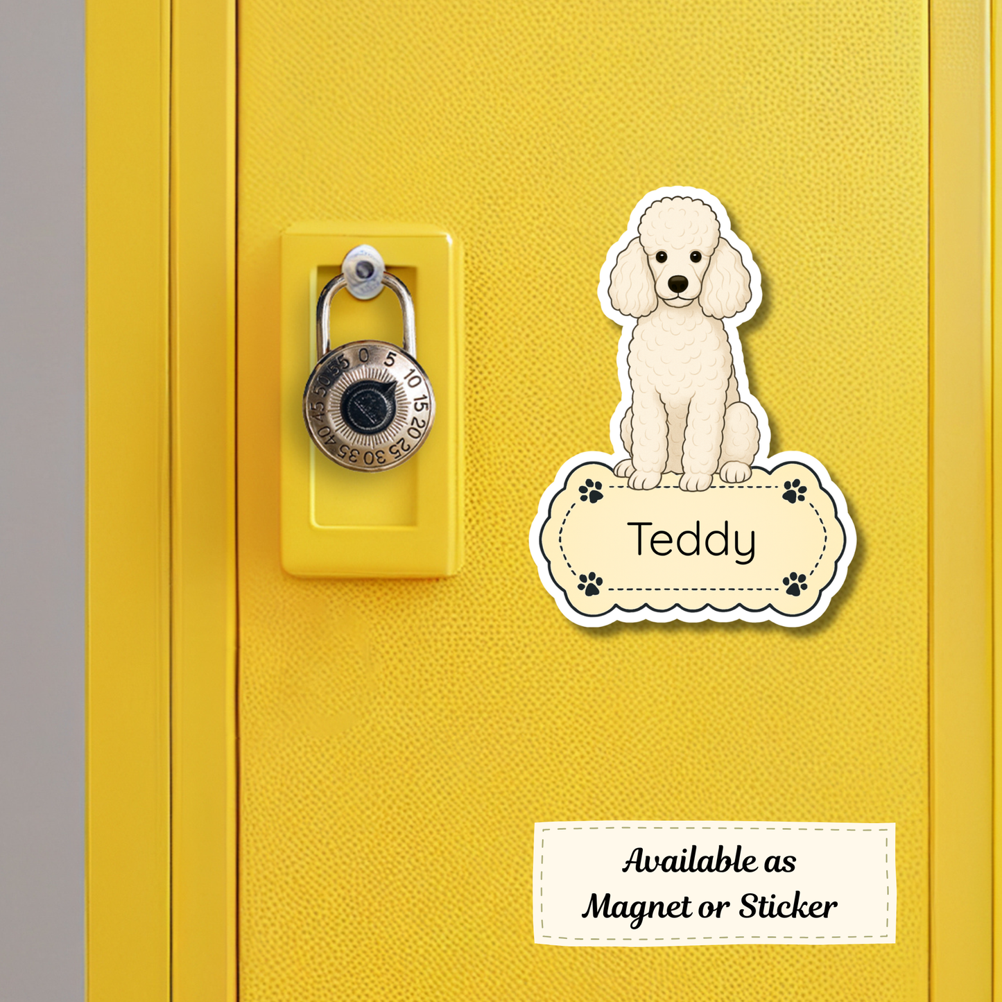 Custom Poodle Dog Sticker - White | Personalized with Name