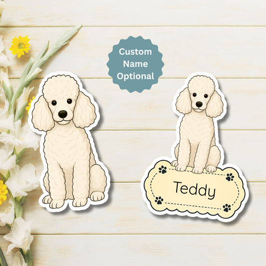Custom Poodle Dog Magnet - White | Personalized with Pet Name