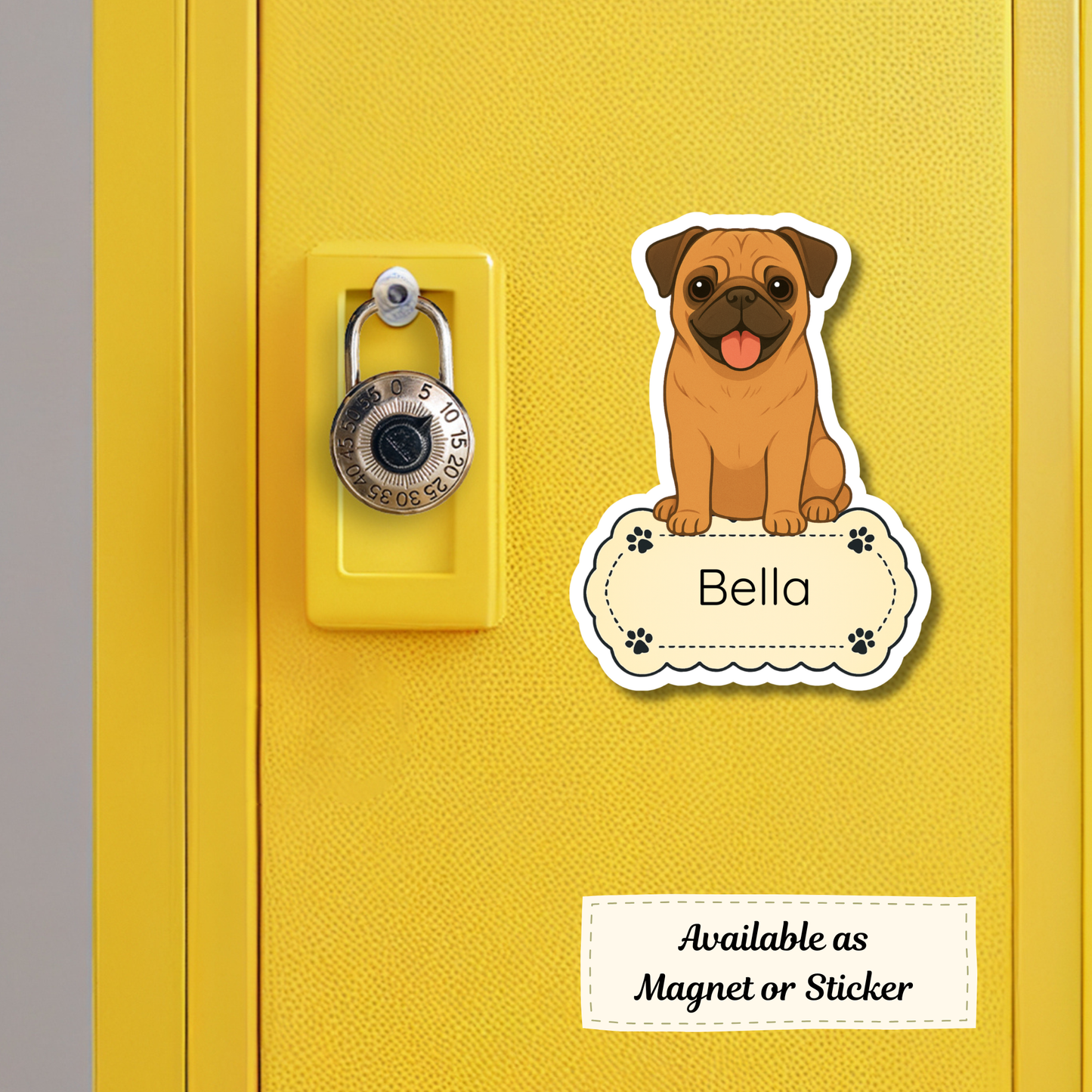 Custom Pug Dog Sticker - Apricot | Personalized with Name