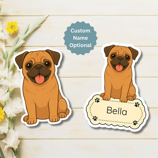 Custom Pug Dog Magnet - Apricot | Personalized with Pet Name