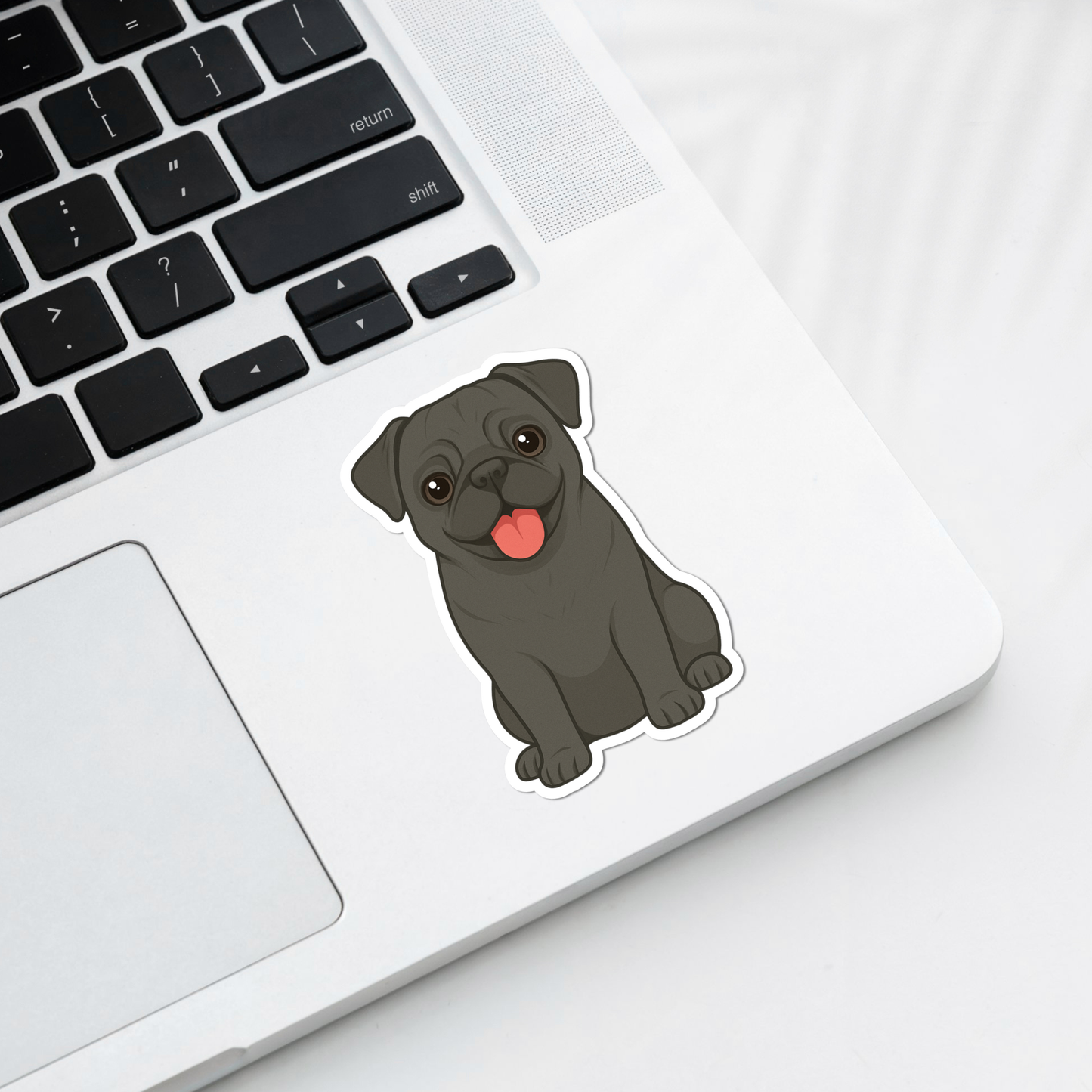 Custom Pug Dog Sticker - Black | Personalized with Name