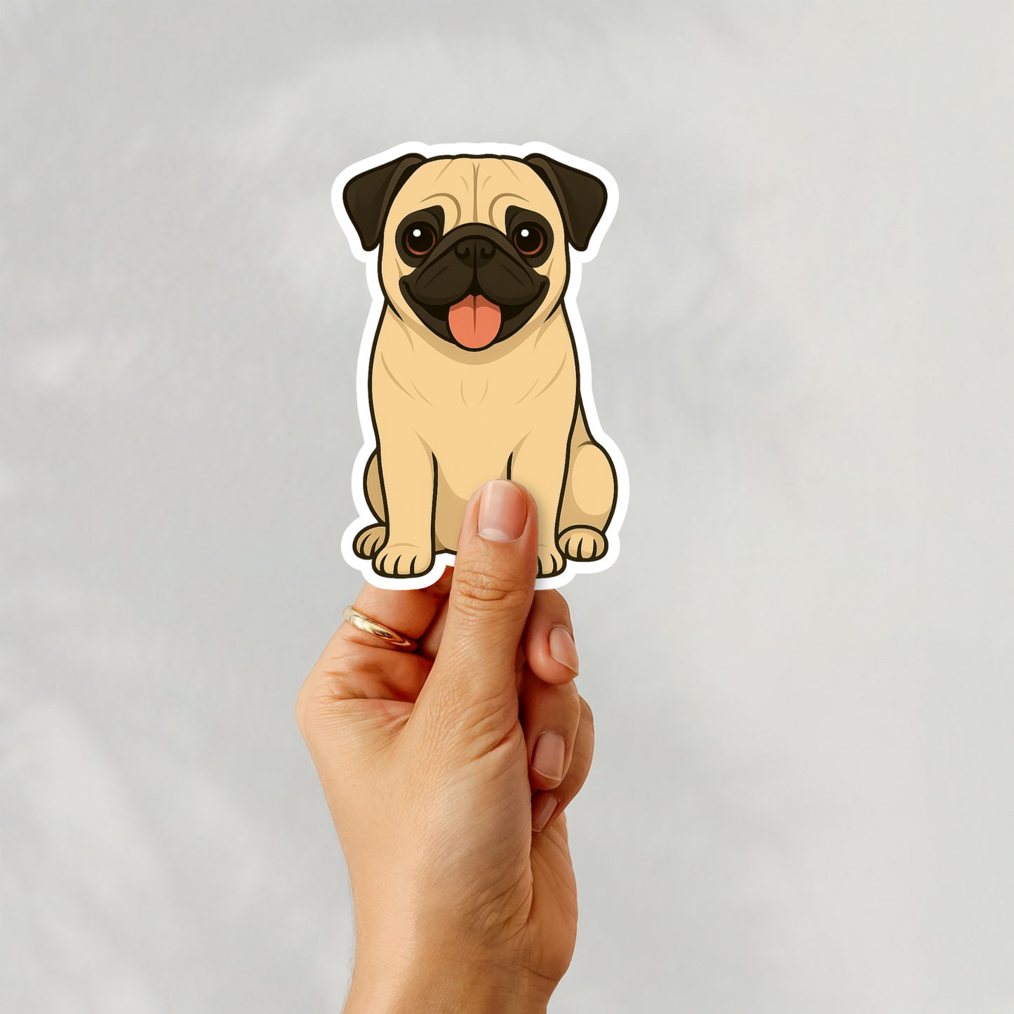 Custom Pug Dog Sticker - Fawn | Personalized with Name