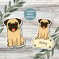 Custom Pug Dog Sticker - Fawn | Personalized with Name
