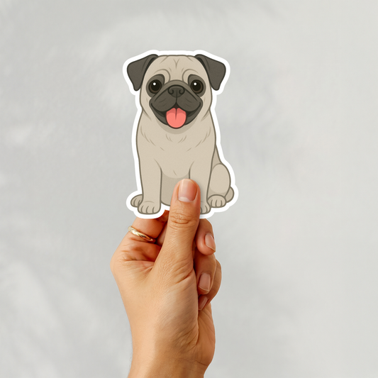 Custom Pug Dog Sticker - Silver Fawn | Personalized with Name