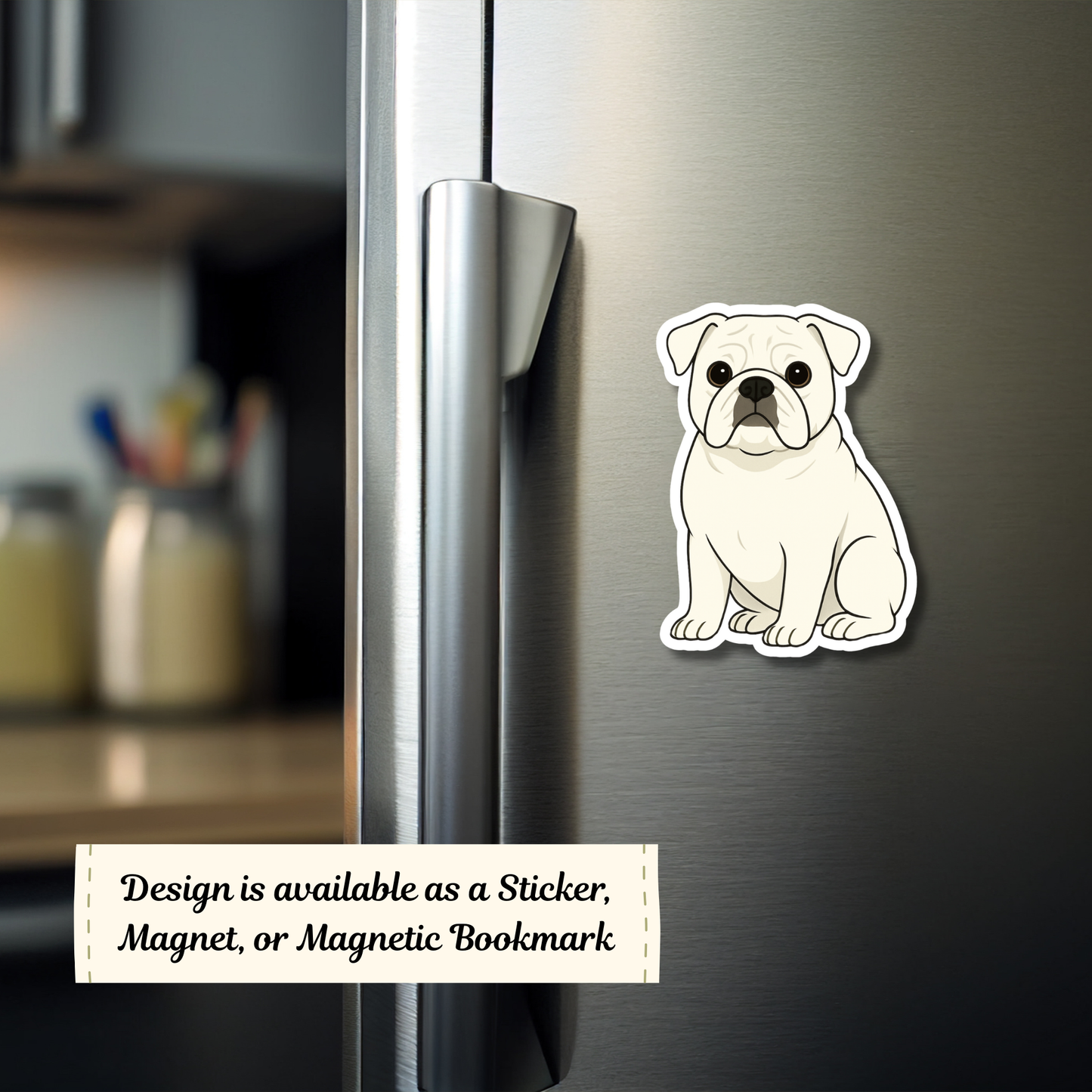 Custom English Bulldog Dog Magnet / Bookmark - White