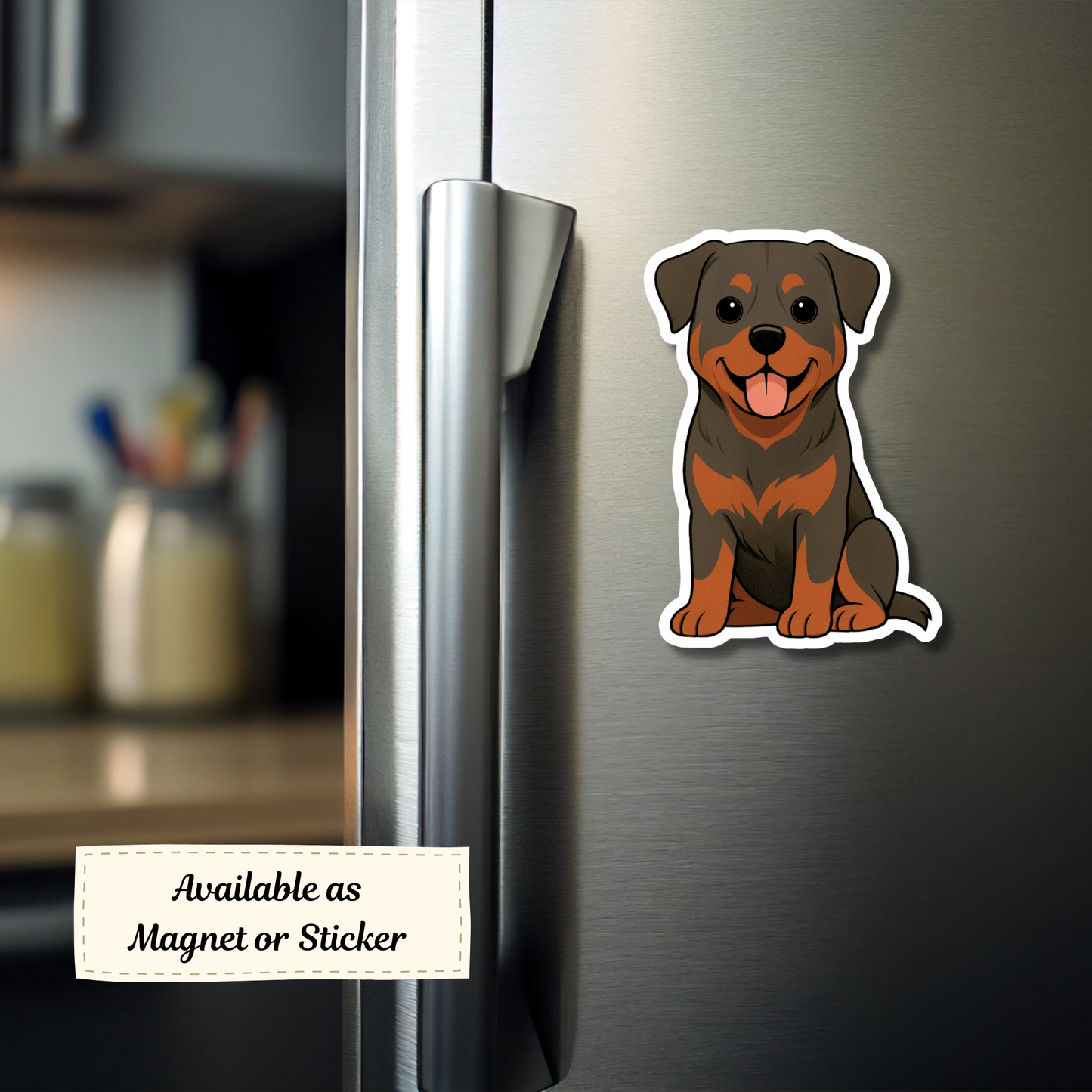 Custom Rottweiler Dog Sticker - Black and Mahogany | Personalized with Name