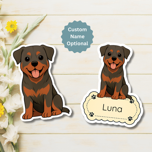Custom Rottweiler Dog Magnet - Black and Mahogany | Personalized with Pet Name