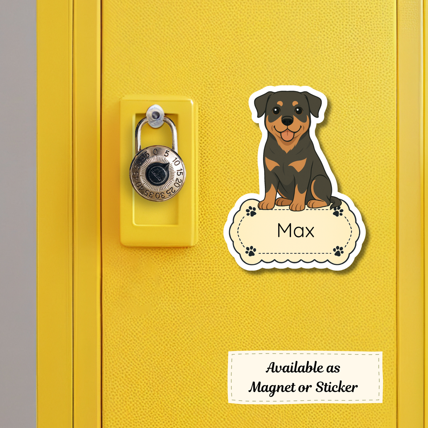 Custom Rottweiler Dog Sticker - Black and Tan | Personalized with Name